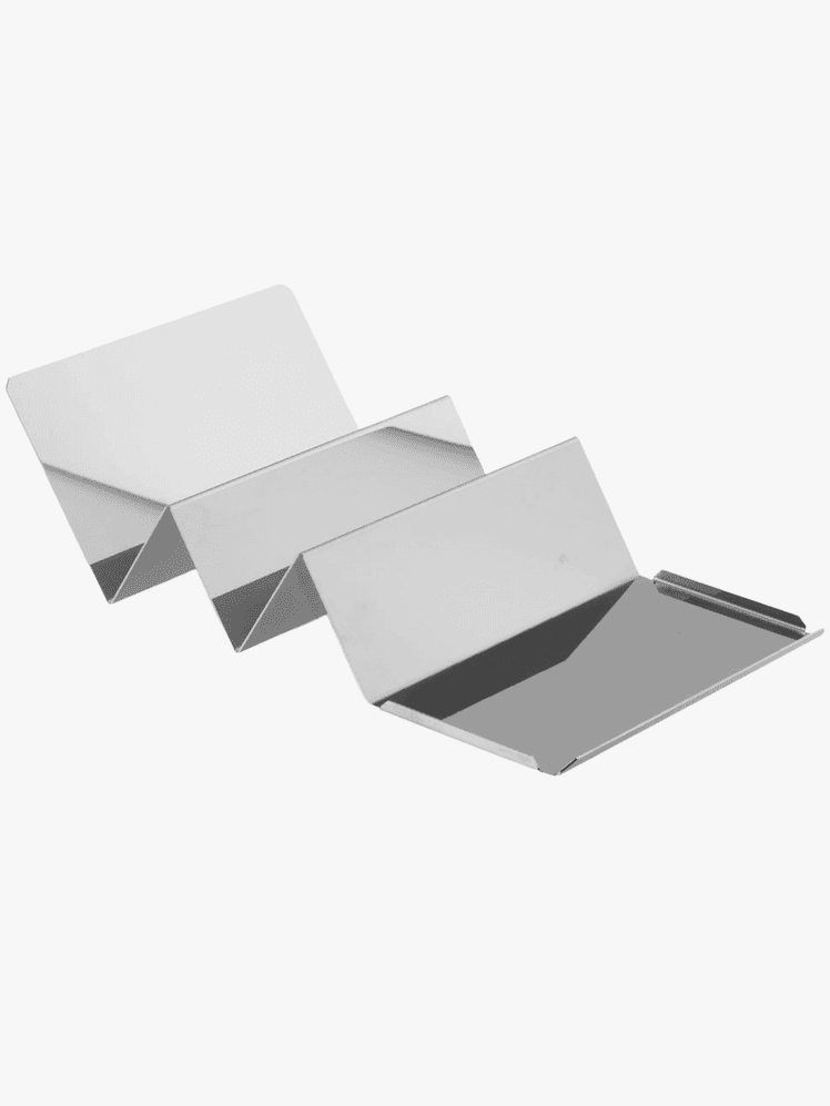 A folded silver paper tray